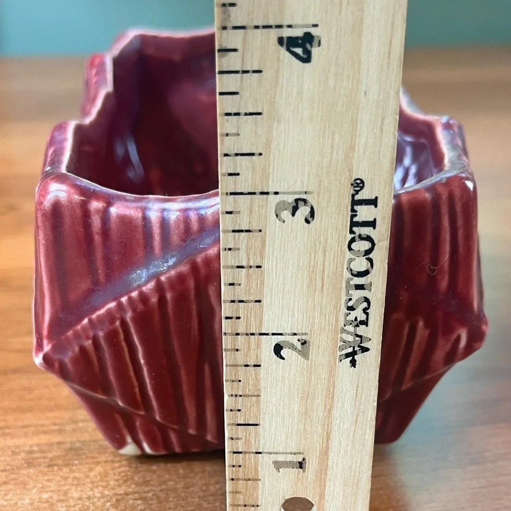 McCoy Planter Pottery USA Burgundy Red Rectangle 7 x 3 x 3